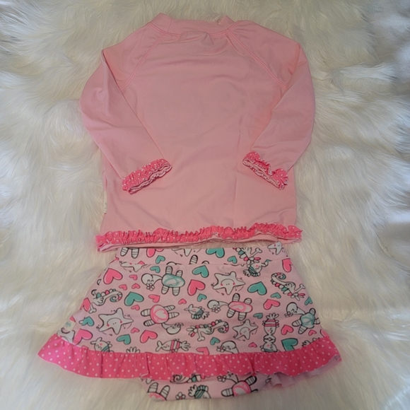 Ron Jon Surf Shop girls swim suit, two-piece, long sleeve rash guard with skort - Picture 4 of 6